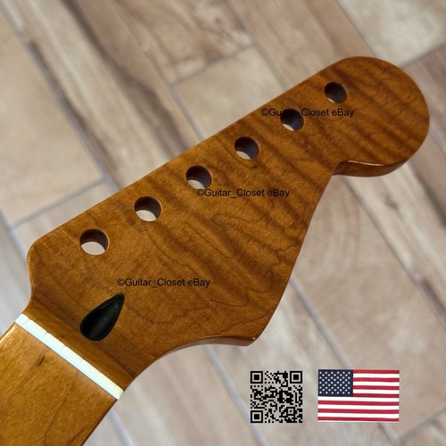 21 Fret Tiger Roasted Flame Maple ST Electric Guitar Neck for DIY Fender Strat e
