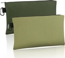 2Pack Waterproof Tool Pouch Zipper Bag 12" x 7" Heavy Duty Storage with Carabine