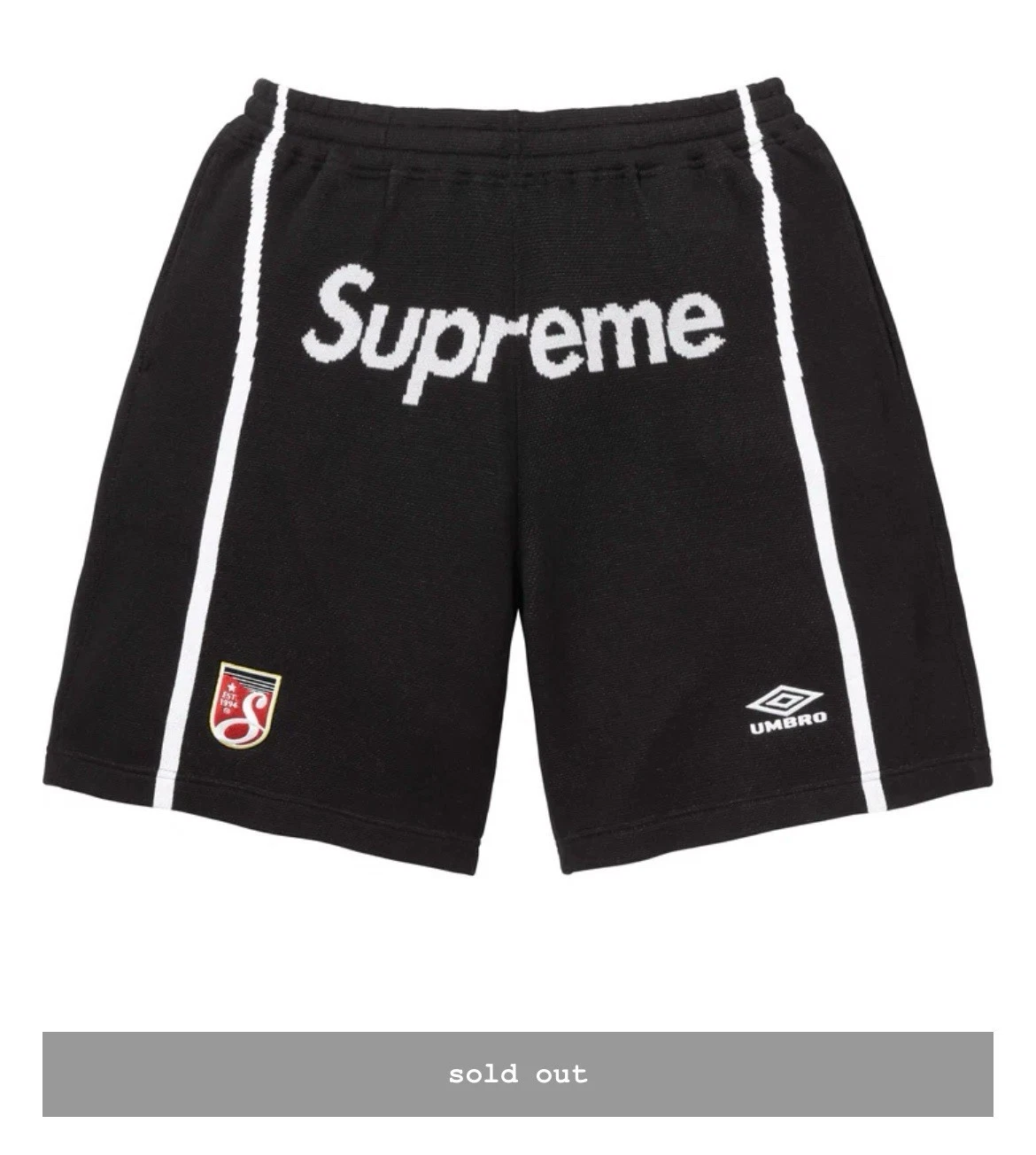 Short de football tricoté EN MAIN taille S Supreme X Umbro livraison rapide et gratuite ? 