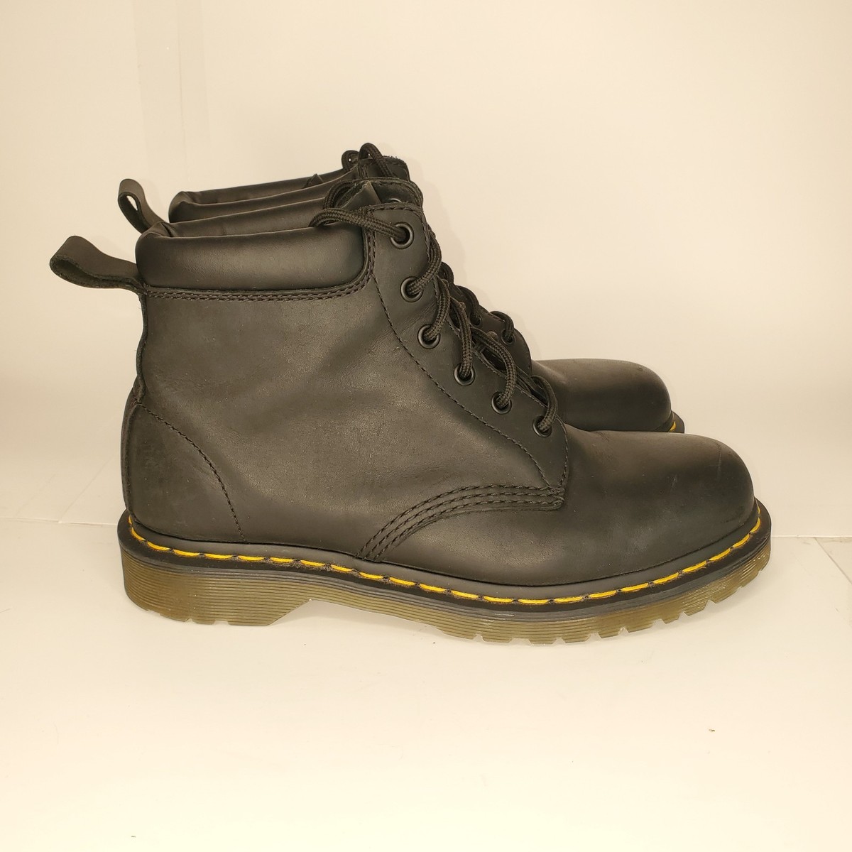 Dr Martens 939 Ben Boot Black Leather 6 Eye Padded Collar Boots 