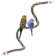 Bird Rope Perch 41 Inch Colorful Toy for Parrot Cockatiel Budgie Cage Metal