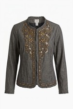 Cotton/polyester jacket, NEW with tags, Chico's Golden Trinket Royalty, Size 1
