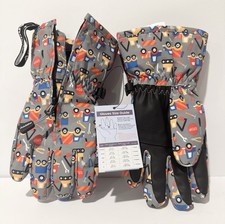 Andake Boys' Winter Gloves S Gray Truck Print Adjustable Strap Synthetic