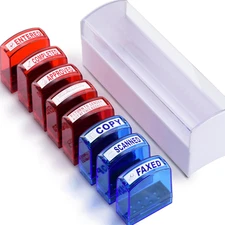 8 PCS Office Stamps Self Inking Set for Copy Scanned Paid Approved Completed Fax