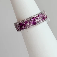 Bomb Party Ring Sz 8 “Power To Shine” Gradient of Pink Topaz on Rhodium