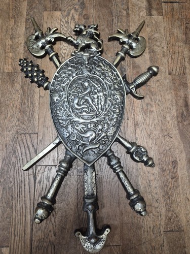 Vintage Bronze 30 x 18 Japan Made Medieval Collection Wall Decorative Arts