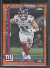 2025 Topps Chrome MICAH MCFADDEN #232 ORange Football Leather /25 Giants