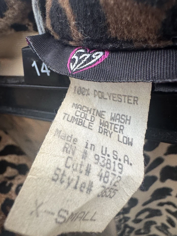 Винтажный леопард печать длинный коричневый пальто XS-женское пальто - Изображение 4 из 4