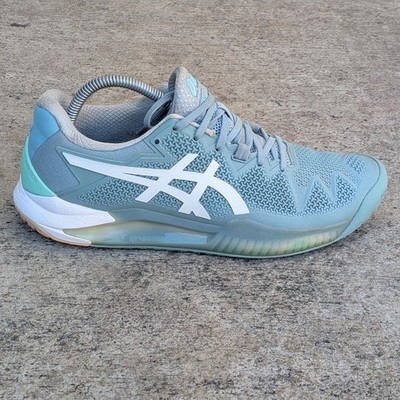 Asics Gel Resolution 8 Green Teal Tennis Shoes Women's Size 9.5 US (1042A072)