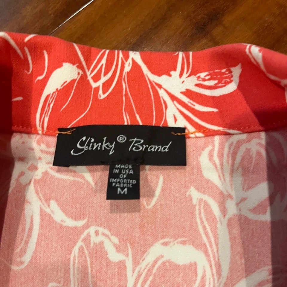 Chaqueta Plumero Marca Slinky Floral Cuello Melocotón Rosa Manga Larga Talla Mediana Foto 2 de 4