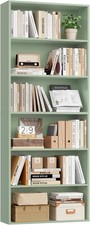 Chic 6-Tier Green Bookcase - Versatile Storage for Home Office