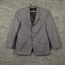 Stafford Sport Coat Mens 44 Houndstooth 2 Button Grey Blue Lined Luxury Poly