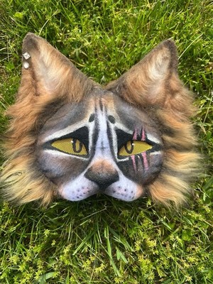 Brown Tux Cat Mask Therain Furry Cosplay Kitty Masquerade Costume Summer