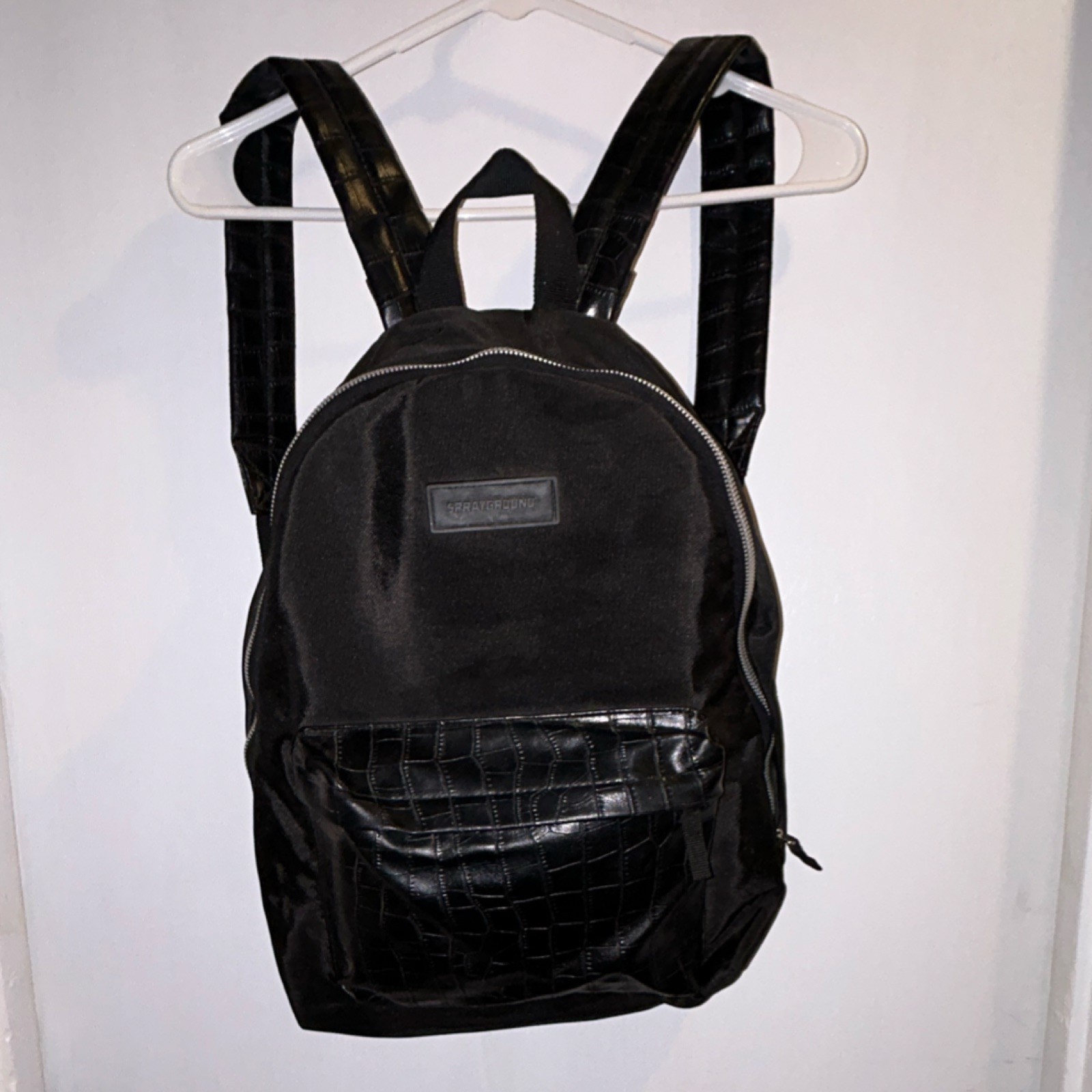 Sprayground Black Backpack with Croc Accents, Zip… - image 1