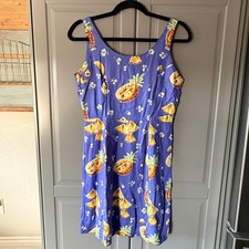 Kahala Vintage Women's Hawaiian Pineapple Aloha Sundress, Purple Yellow, S