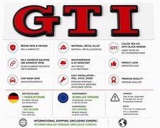 GTI Kofferraum-Emblem Logo Schriftzug Schwarz Rot | VW Golf GTI | Selbstklebend