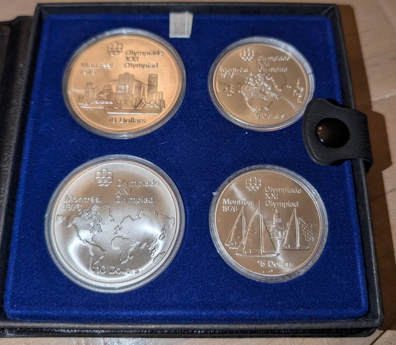1976 Montreal Olympics Set of 4 Official Silver Coins - Dated 1976-1975