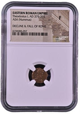 Roman Bronze Coin NGC Certified Fine Theodosius I AE4 (AD 379-395)
