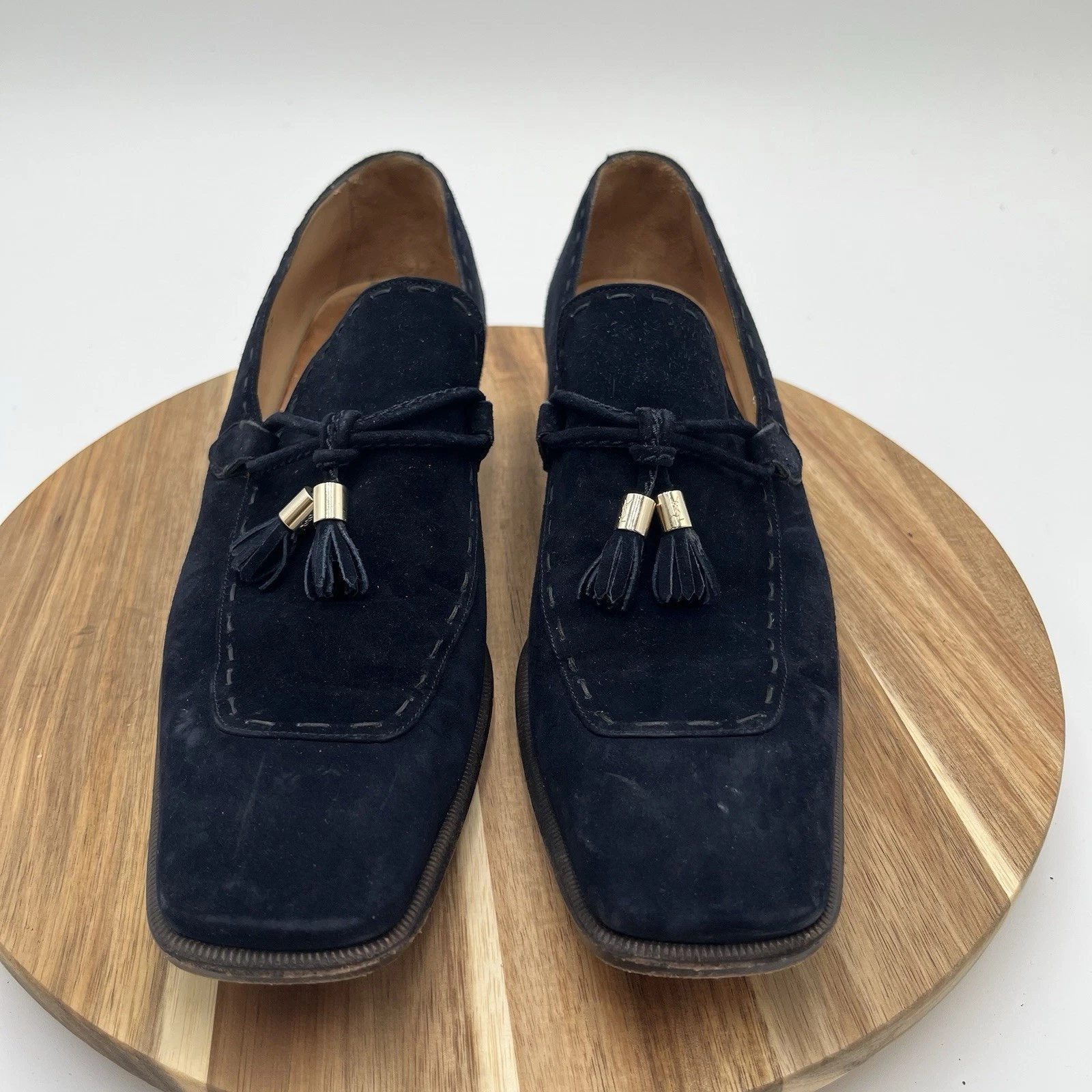 SAINT LAURENT (YSL) Abito mocassini Yves Saint Laurent Rive Gauche blu scamosciato nappa uomo 43 EU 10 US