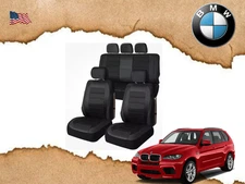 For all BMW car seat cover full set 5 seats front rear eco leather black refined