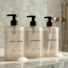 Stylish Shampoo  Conditioner Dispenser Set of 3-20oz Bottles with Pump