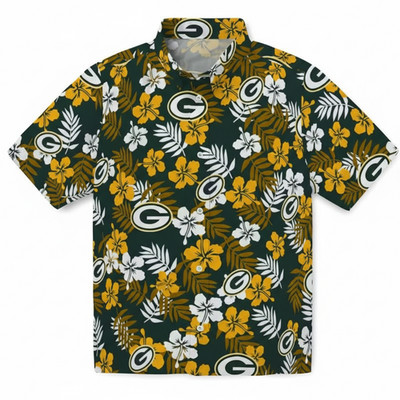 Green Bay team Packer On Field Green button down shirt, retro hawaiian
