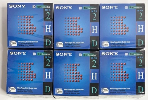 6 Sealed Boxes Sony 3.5 Inch Floppy Diskette NEW IBM Formatted 10 Pack Each Box