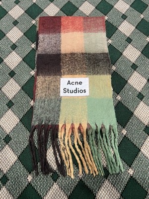 Acne Studios Check Scarf In Multicolour Wool/cashmere