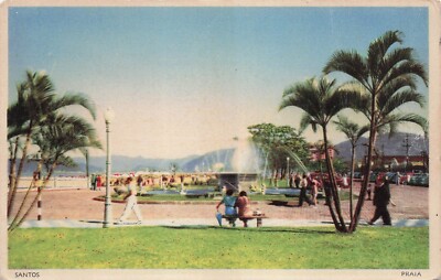 Postcard Santos Beach Sao Paulo Brazil