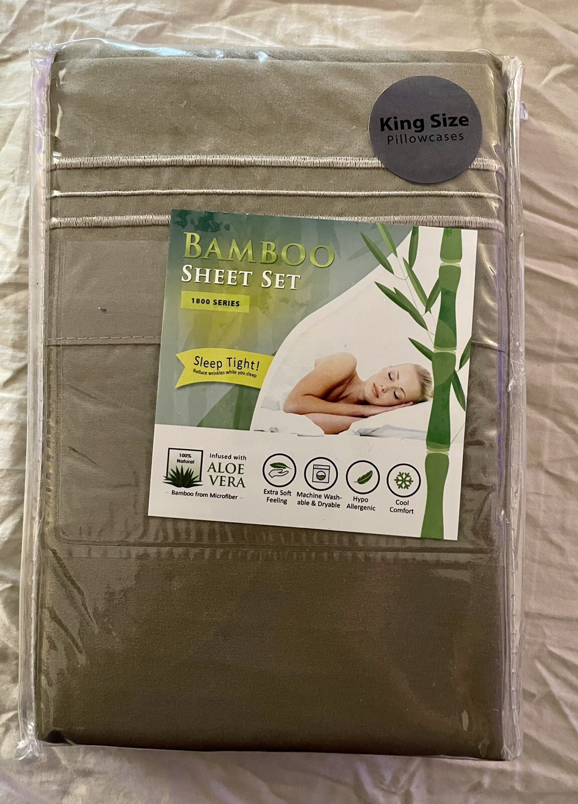 Luxor Linen BAMBOO KING PILLOWCASES Set Of 2 Color TAUPE Infused With