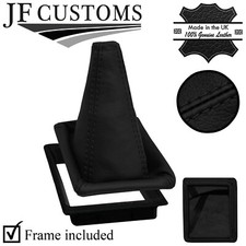 SCHWARZ NAHT LEDER DECKEL SCHALTSACK+RAHMEN F?R RENAULT CLIO MK1 90-97