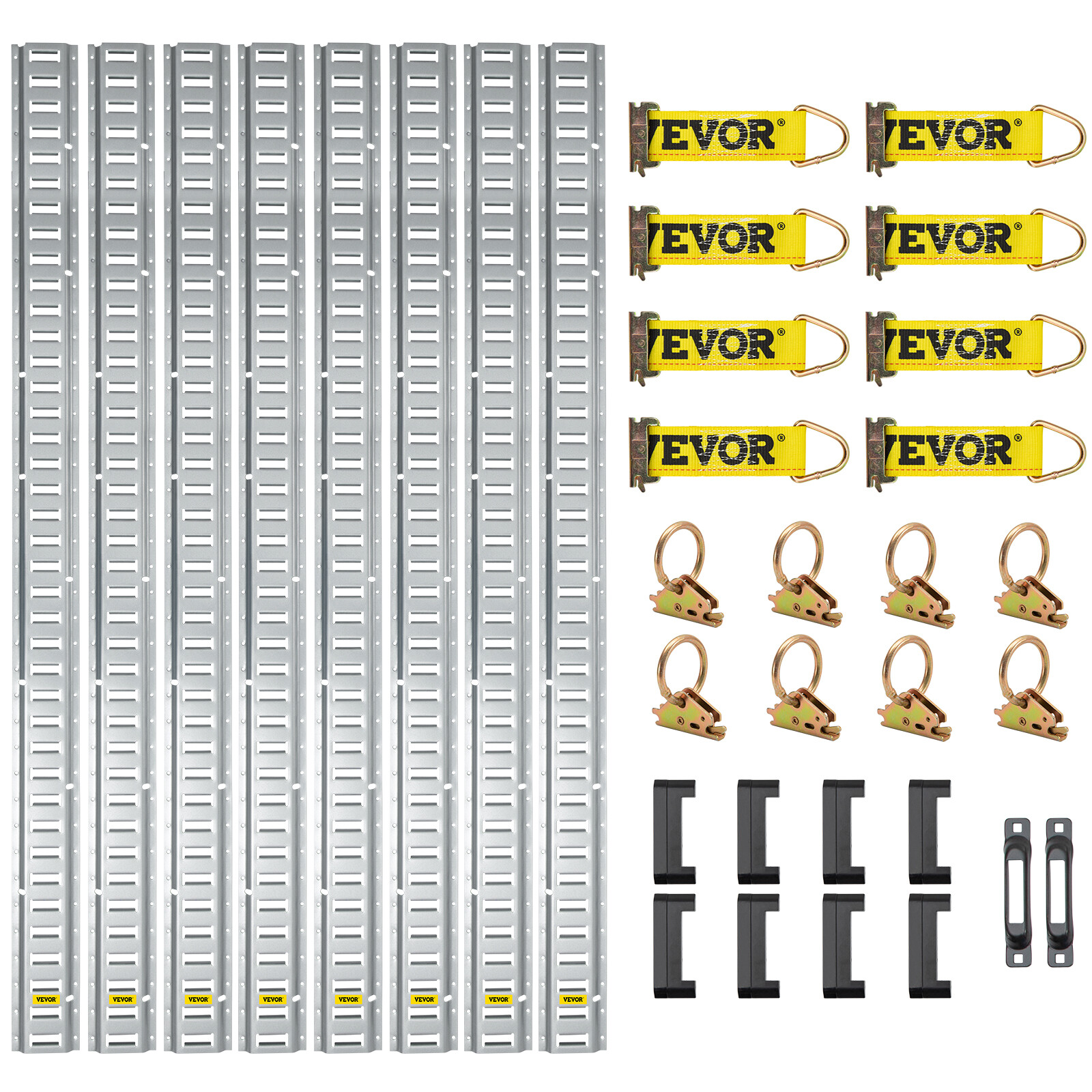 Kit de Rails d'Arrimage E-Track en Acier Galvanisé Haute Résistance 34 Pcs