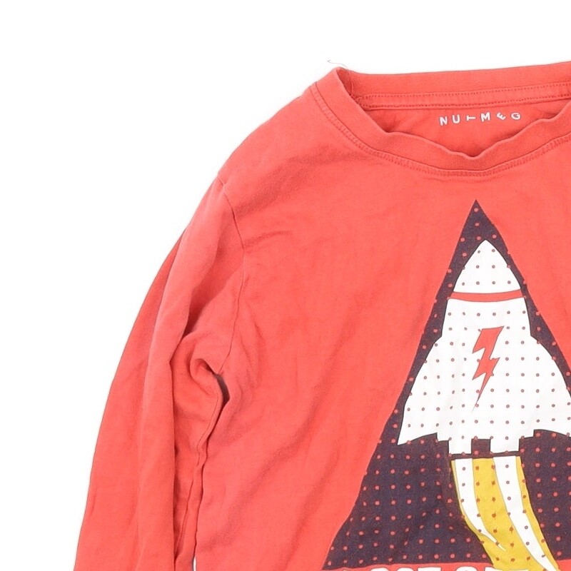 Nutmeg Boys Red Cotton Blend Basic T-Shirt Size 7 Years Crew Neck image 8