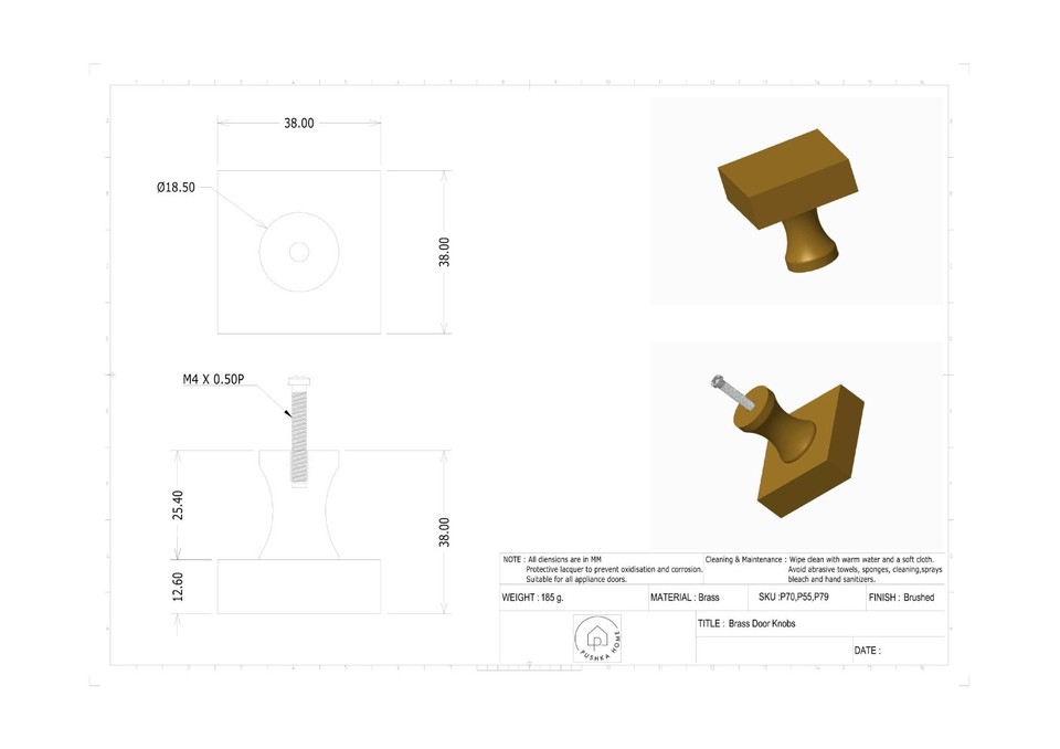 Solid Brass Door Knobs in Gold, Antique, Black, Gunmetal Grey