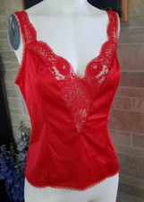 Vintage red slip ADONNA CAMI CAMISOLE LACE SZ 36