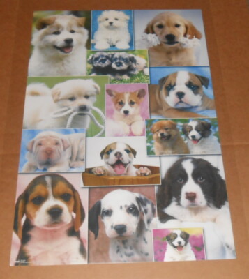 Puppies Collage Poster 34x22 RARE