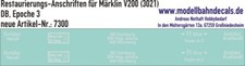 H0-Restaurierungs-Decals f&uuml;r M&auml;rklin V 200 (3021), Top! Neu 087-7300