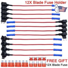 12 Pcs 12V Car Add-a-Circuit Fuse Adapter Standard Mini Tap Blade Fuse Holder
