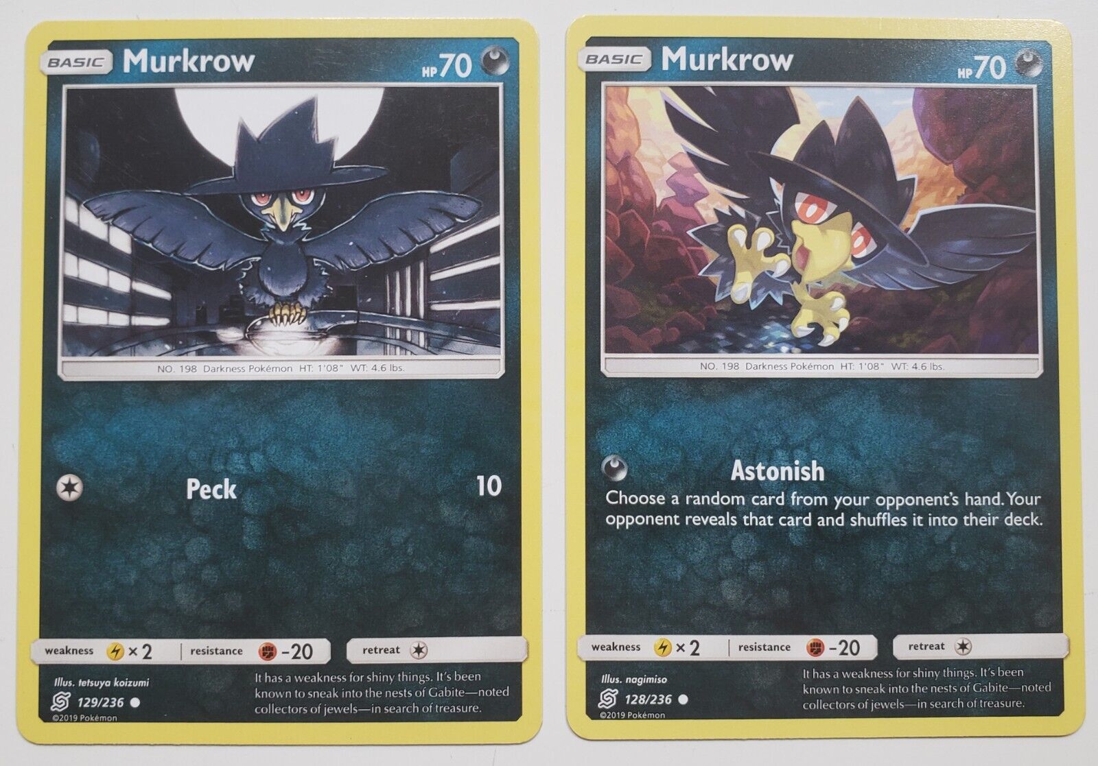 Murkrow 128/236 & 129/236 - Unified Minds Sun Moon Pokemon Card $1 Flat  Shipping | eBay