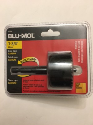 Vintage BLU-MOL Quick Change 1 3/4  (44mm) One Piece Wood Hole Saw Carbon