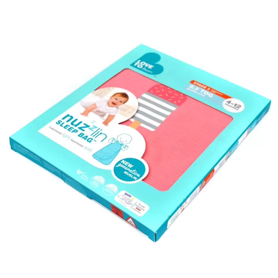 Saco de dormir para bebé Love to Dream Nuzzlin 4-12M etapa 3 rosa 0,2 TOG extra ligero Foto 4 de 4