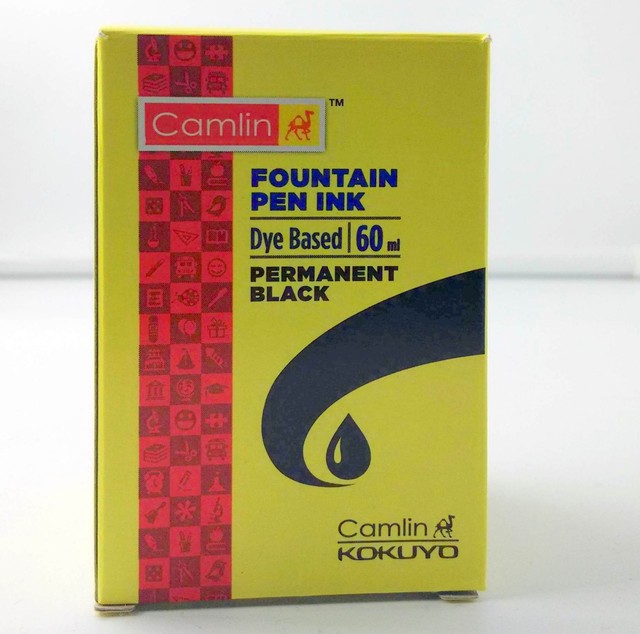 1 Camel Fountain Pen Ink Permanent Black Bottle 60 Ml 2 Oz Camlin