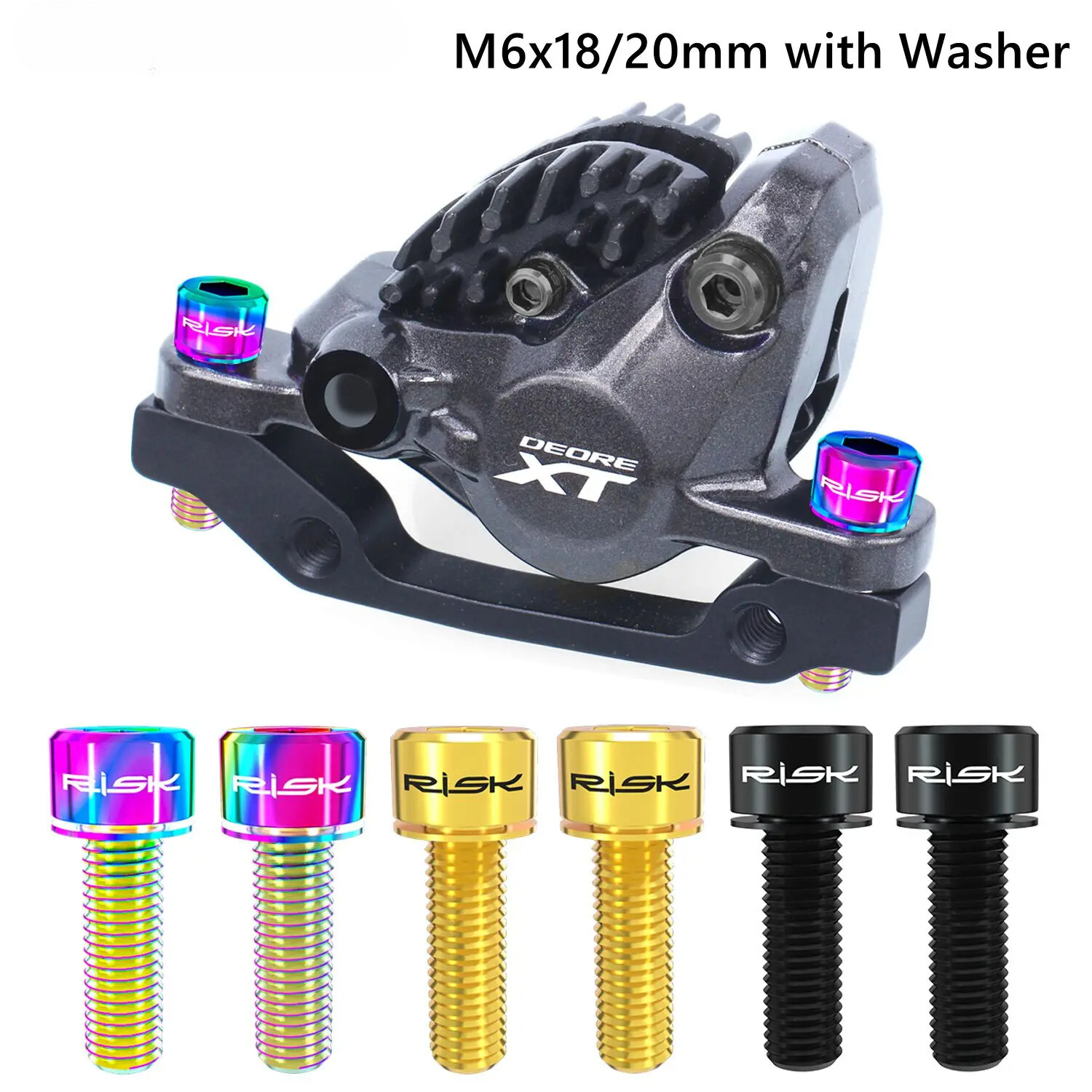 NewBicycle Disc Brake Fixed Bolts with Washer Titanium  Bike Brake Caliper Clamp