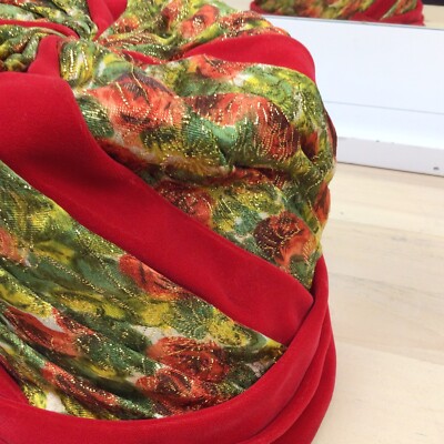 Vintage Hat by Flo-Denis of Paris New York Red Velvet Shimmer Pleat Wire Brim s-l400.jpg main image 4