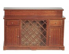 Dolls House Walnut Breakfast Bar Kitchen Island Unit Wine Cabinet JBM Furniture