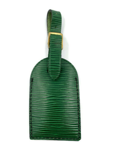 Authentic Louis Vuitton Green Epi Leather Luggage tag Name tag Used Vintage - Picture 2 of 11