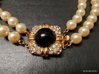 Knotted Gold Cream Faux Pearl Necklace Joan Rivers Black Pearl Box Closure Hand