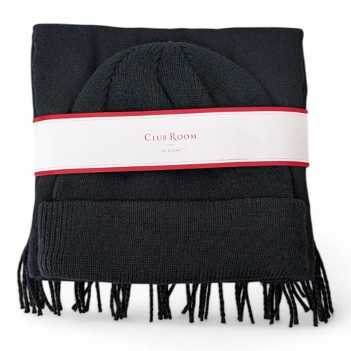 Cappello e sciarpa uomo Club Room berretto 2 pezzi set regalo 40€ nero - Foto 2 di 3