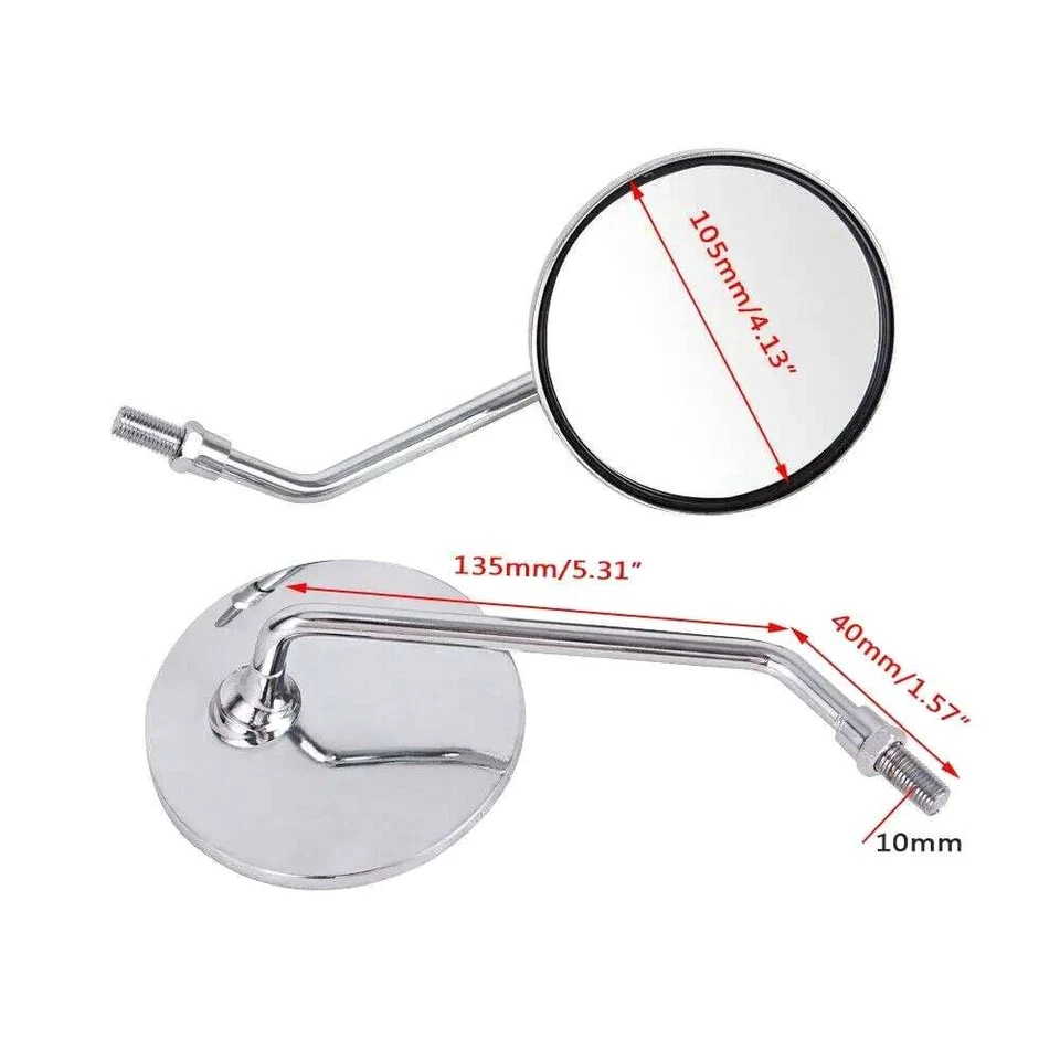 2x Espejos retrovisores redondos cromados de 10 mm para moto Triumph Bonneville 650 750 Foto 3 de 4