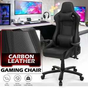 Reclinable [LUMBAR SUPPORT+HEADREST] Racing Gaming Chair High Back Computer Seat